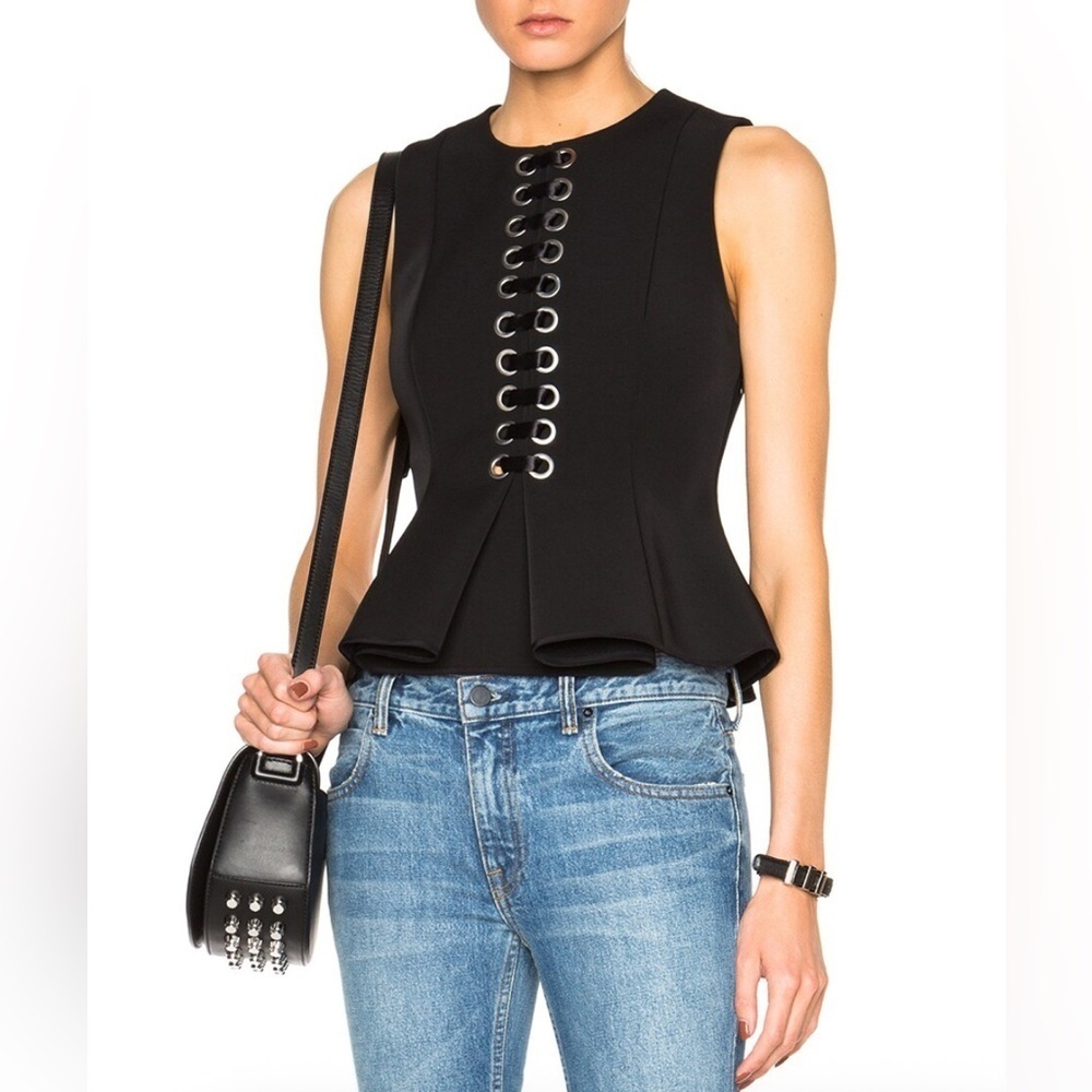 ALEXANDER WANG Front Lace Peplum Top 8
